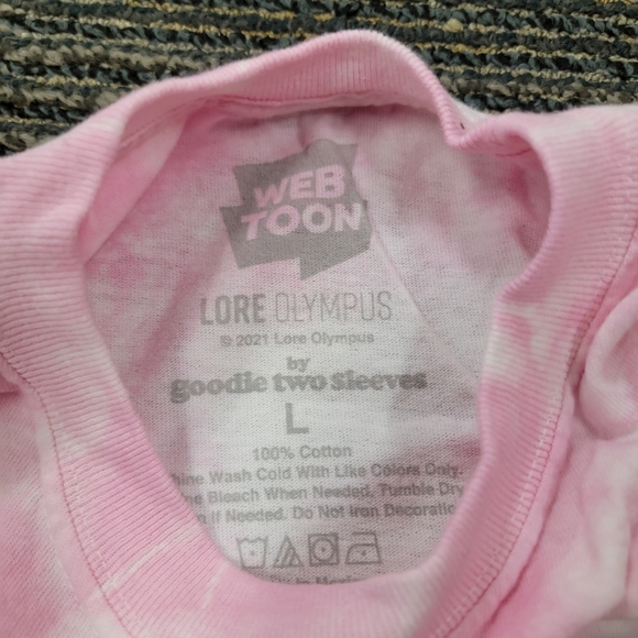 Web Toon Womens Pink Tie Dye Lore Olympus Persephone and HadesT Shirt Size L - Picture 4 of 6